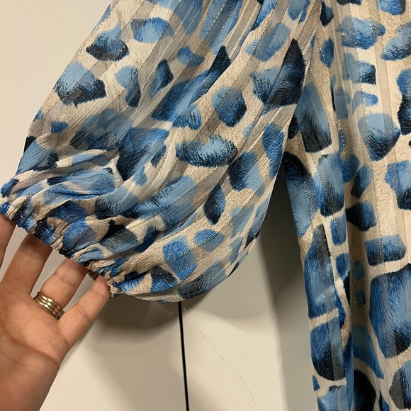 Buddy Love Blue and Cream Long Sleeve Maxi Dress - Picture 5 of 8